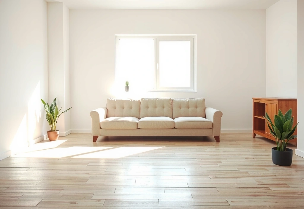 Modern living room, post-standard clean