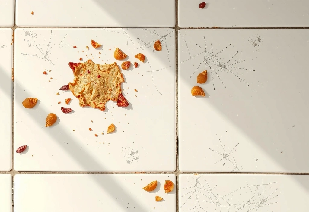 Before: Stained kitchen counter with dull grout